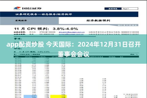 app配资炒股 今天国际：2024年12月31日召开董事会会议